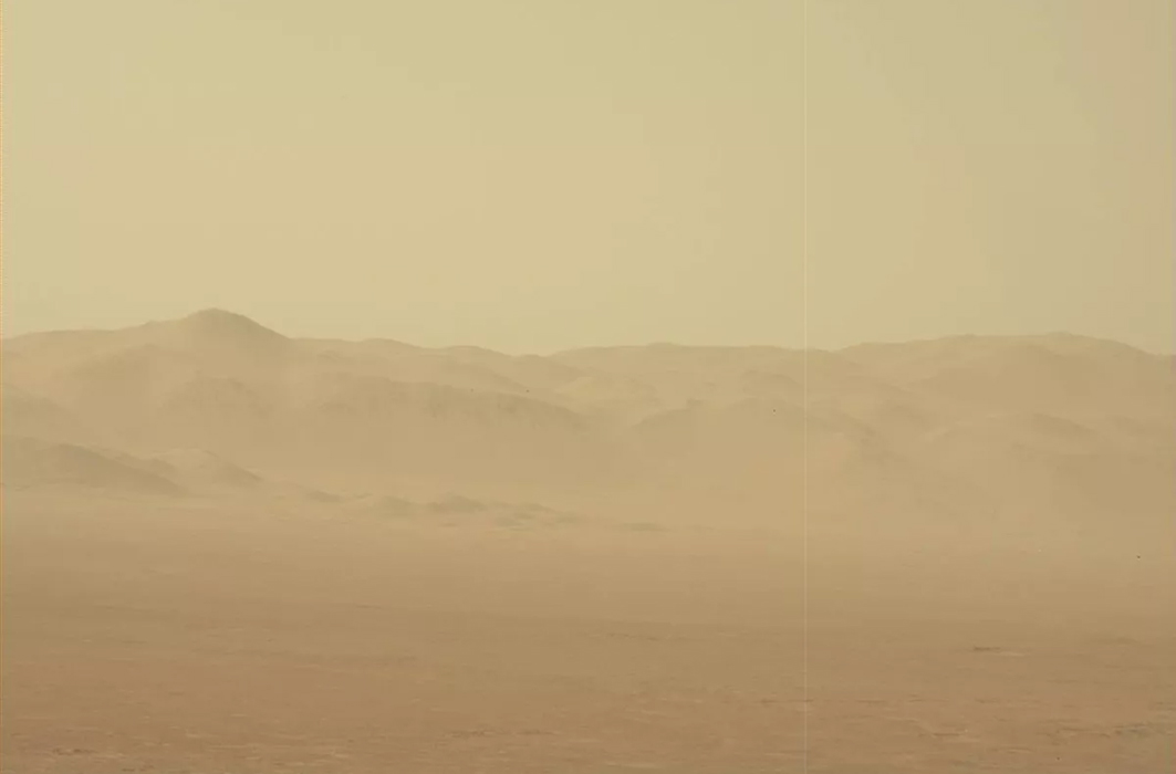 Une tempête de sable sur Mars.