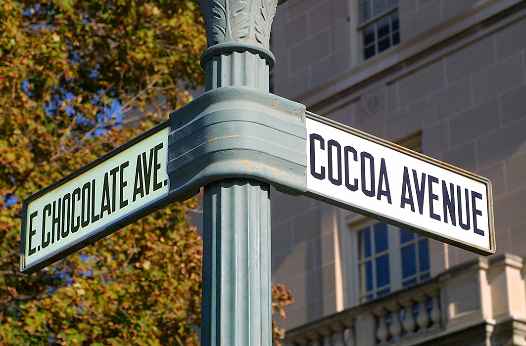 Les avenues « Chocolate » et « Cocoa » dans la ville d'Hershey