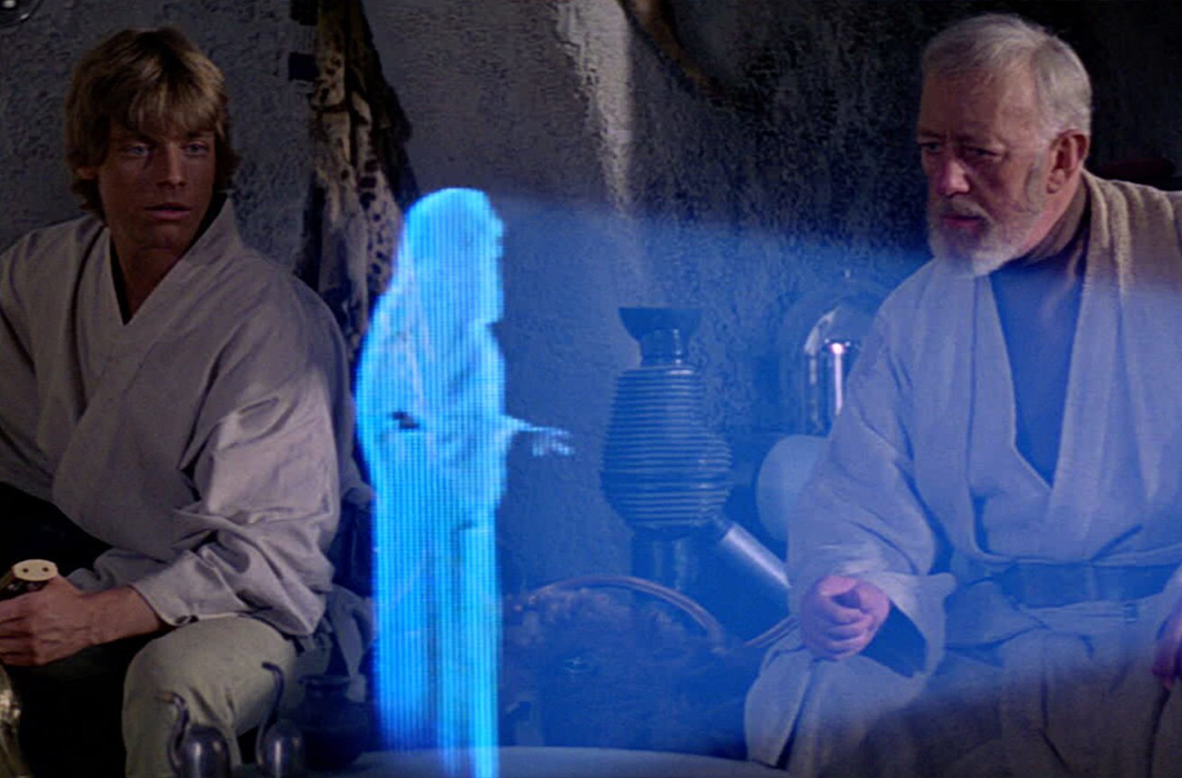 Un hologramme dans le film Star Wars.