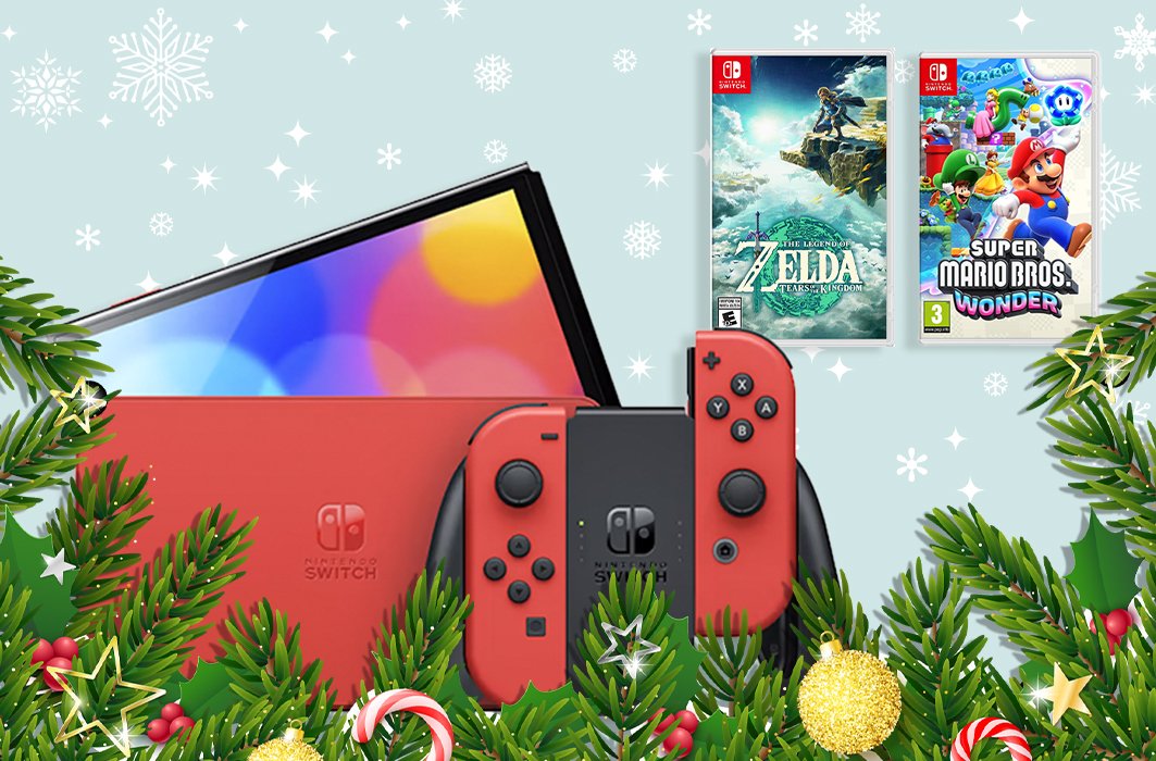 La Nintendo Switch OLED et deux jeux