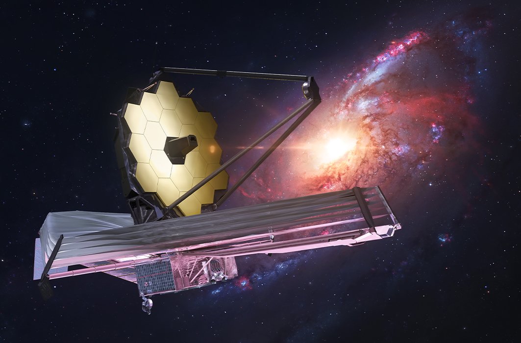Une illustration du télescope spatial James Webb dans l'espace.
