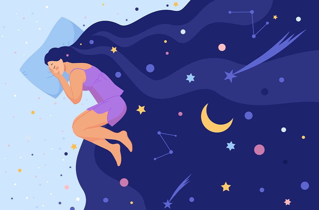 Illustration d'une femme qui rêve.